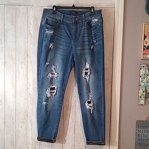 Judy Blue Distressed Skinny Jeans with Camo Patches